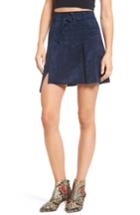 Women's J.o.a. Belted Faux Suede Miniskirt - Blue