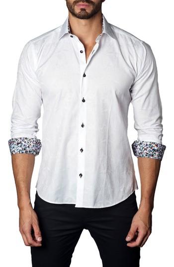 Men's Jared Lang Trim Fit Jacquard Sport Shirt, Size - White