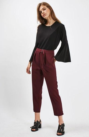 Women's Topshop Slider Utility Peg Trousers Us (fits Like 0) - Red