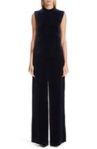 Women's Stella Mccartney Isla Lace-up Velvet Jumpsuit Us / 38 It - Blue