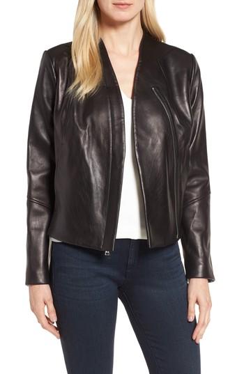 Women's Tahari Seam Leather Jacket