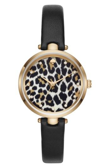 Women's Kate Spade New York Holland Leopard Leather Strap Watch, 34mm