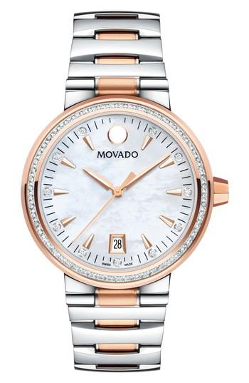 Women's Movado Vizio Pave Diamond Bracelet Watch, 34mm