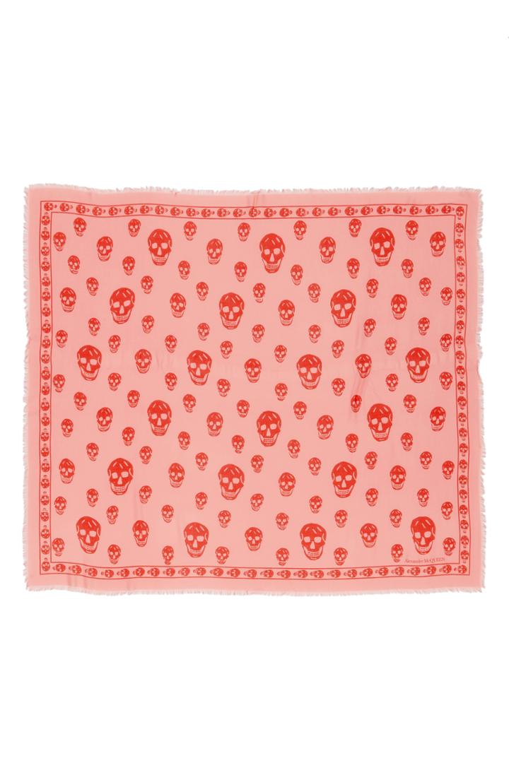 Women's Alexander Mcqueen Skull Modal & Silk Scarf, Size - Red