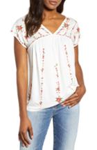 Women's Lucky Brand Embroidered Knit Top - White