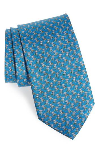 Men's Salvatore Ferragamo Egira Print Silk Tie, Size - Blue