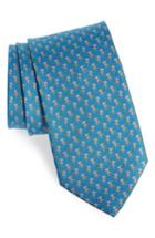 Men's Salvatore Ferragamo Egira Print Silk Tie, Size - Blue