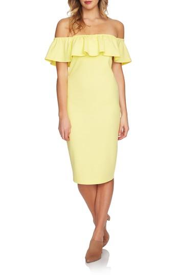 Women's 1.state Ruffle Off The Shoulder Dress - Yellow