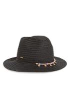 Women's San Diego Hat Multicolor Trim Straw Fedora - Black