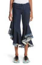Women's Marques'almeida Frill Flare Crop Jeans Us / 6 Uk - Blue