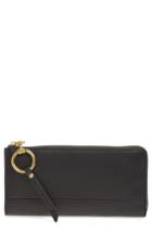 Women's Frye Large Ilana Harness Leather Zip Wallet - Black