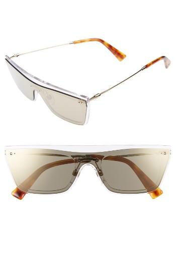 Women's Valentino Rockstud 50mm Rectangular Sunglasses - Mirror Light Gold