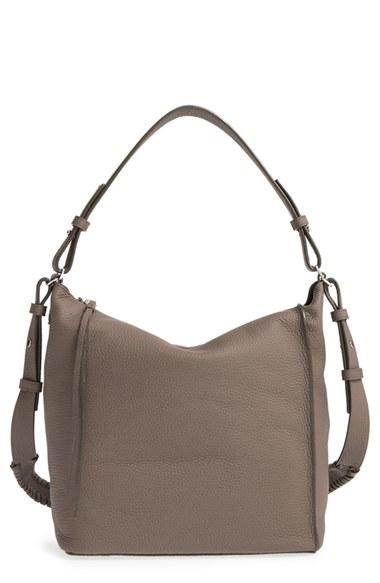 Allsaints 'kita' Leather Shoulder/crossbody Bag - Grey