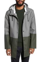 Men's Stutterheim Stockholm Colorblock Waterproof Hooded Raincoat - Grey