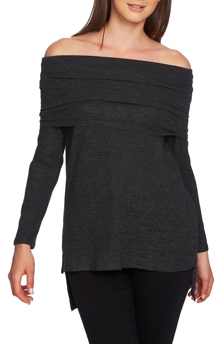 Women's 1.state Foldover Off Shoulder Tunic Top - Grey