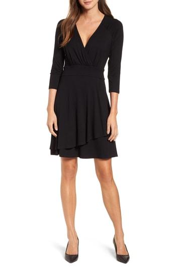 Women's Karen Kane Wrap Style Drape Front Dress - Black