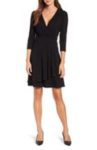 Women's Karen Kane Wrap Style Drape Front Dress - Black