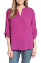 Petite Women's Everleigh Roll-tab Sleeve Tunic, Size P - Purple