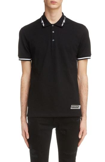 Men's Givenchy Lightning Bolt Tipped Polo - White