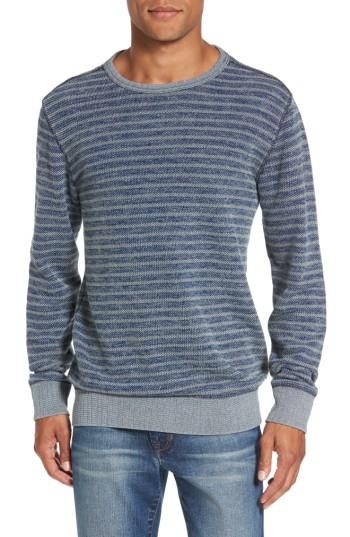 Men's Faherty Brand Stripe Crewneck Sweatshirt - Blue