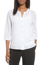Women's Eileen Fisher Check Textured Blouse, Size - White