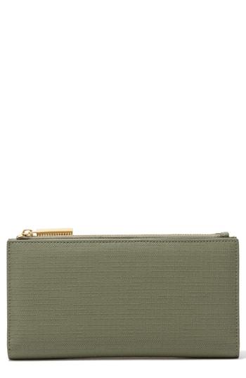Women's Dagne Dover Signature Slim Coated Canvas Wallet - Green