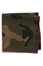 Men's Valentino Camo Silk Pocket Square, Size - Red