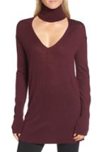 Women's Trouve Choker Turtleneck Sweater, Size - Burgundy