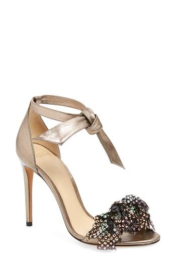 Women's Alexandre Birman Clarita Show Embellished Ankle Tie Sandal .5 M - Metallic