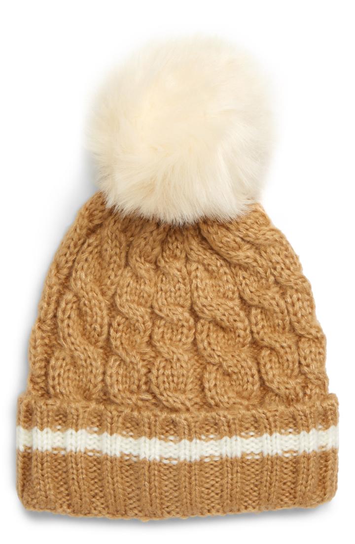 Women's Shiraleah Toni Hat With Faux Fur Pom - Beige