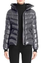 Women's Moncler Anthia Water Resistant Shiny Nylon Hooded Down Puffer Jacket - Grey