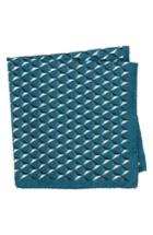 Men's Ted Baker London Geometric Silk Pocket Square, Size - Blue/green