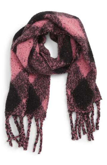 Women's Emanuel Geraldo Neon Buffalo Check Scarf, Size - Pink