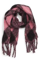Women's Emanuel Geraldo Neon Buffalo Check Scarf, Size - Pink