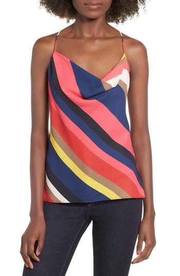 Women's Socialite Stripe Cowl Neck Tank - Black