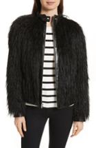 Women's Theory Faux Mongolian Fur Bomber Jacket, Size - Black