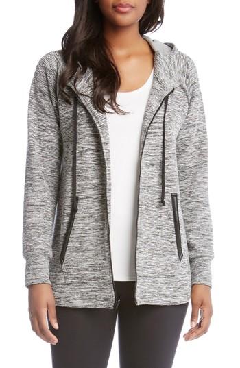 Women's Karen Kane Faux Leather Trim Zip Hoodie