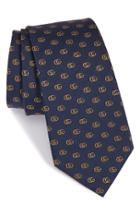 Men's Gucci Running Logo Silk Jacquard Tie, Size - Blue