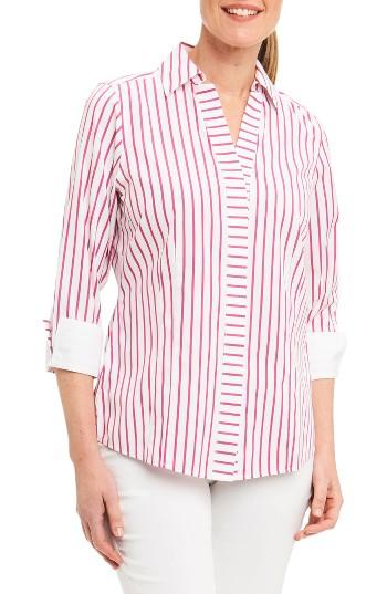 Women's Foxcroft Taylor Non-iron Stripe Cotton Shirt - Red