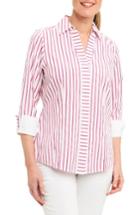 Women's Foxcroft Taylor Non-iron Stripe Cotton Shirt - Red