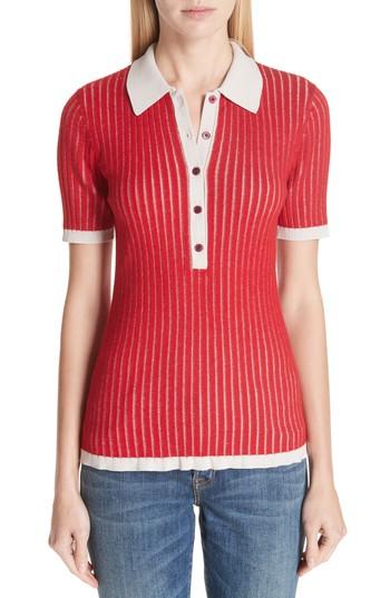 Women's Burberry Yellowstone Polo Sweater - Red