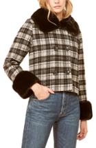 Women's Reformation Templeton Faux Fur Trim Coat - Black