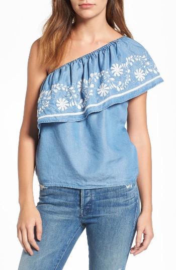 Women's Rebecca Minkoff Rita One-shoulder Chambray Top