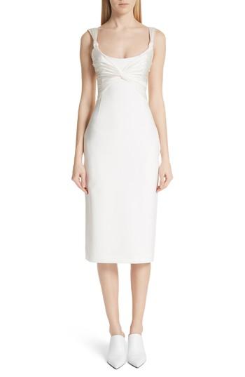 Women's Cinq A Sept Amina Satin Twist Sheath Dress - Ivory