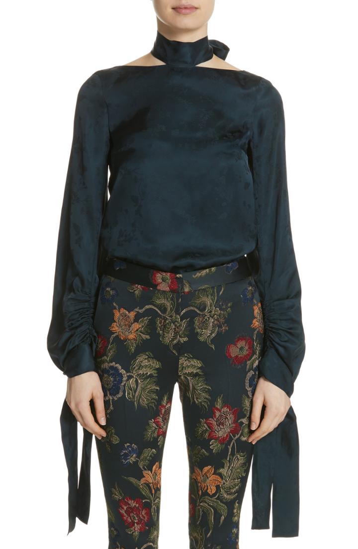 Women's Rosetta Getty Floral Jacquard Halter Neck Blouse