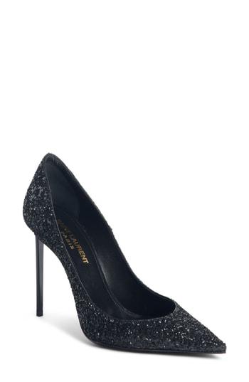 Women's Saint Laurent Zoe Glitter Pump Us / 35eu - Black
