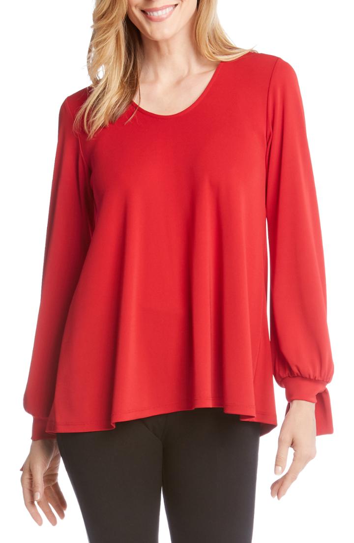 Women's Karen Kane Tie Sleeve Top - Red