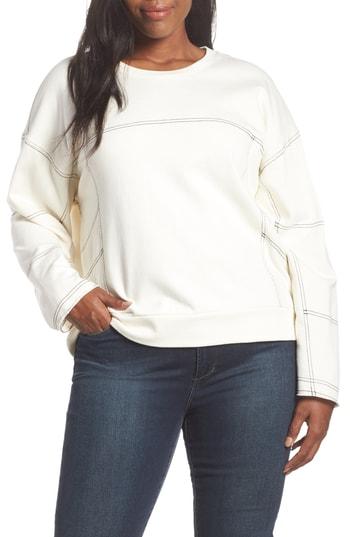 Women's Vince Camuto Drop Shoulder Contrast Pullover, Size - White