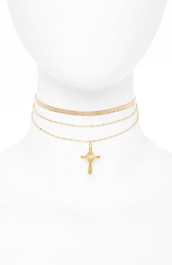 Women's Frasier Sterling Summer Love Crystal Cross Layered Choker