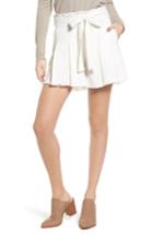 Women's Moon River Raw Hem Paper Bag Waist Shorts - White